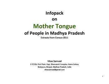 Mother Tounge of People in Madhya Pradesh