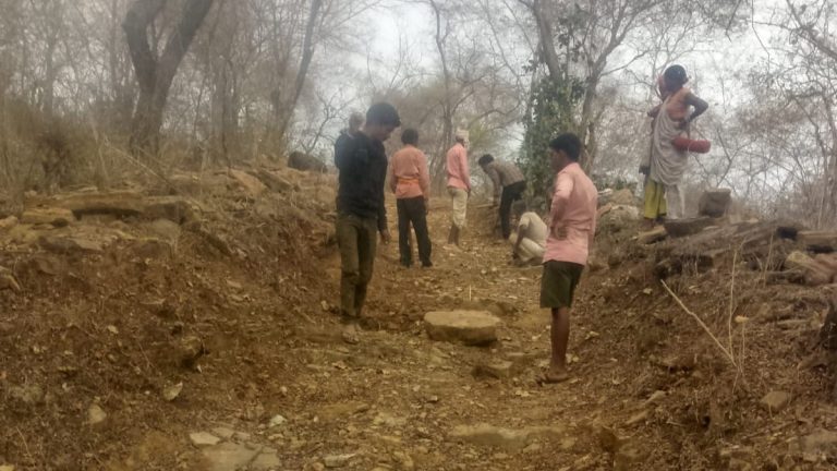 आदिवासियों ने अपने खेतों के लिए मेहनत कर रास्ता बनाया